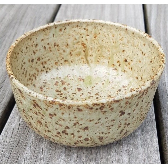 Other - Studio Art Pottery Clay Bowl Textured Multicolor Green Brown Signed 2.5x5